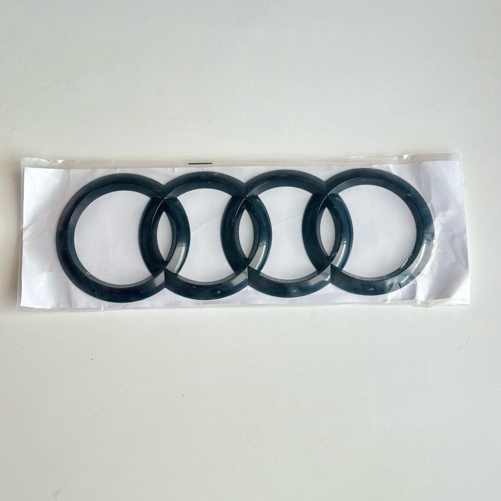 4 Rings Audi Logo ABS Black Car Rear Trunk Emblem Badge Rear Trunk 202mm